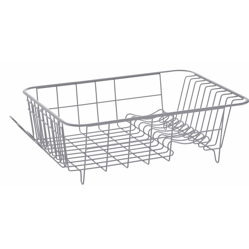 Aqua and Gray Compact Dish Rack with Utensil Holder