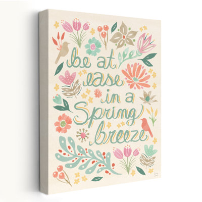 Spring Song V Contemporary Blue Floral Be At Ease In A Spring Breeze Cream