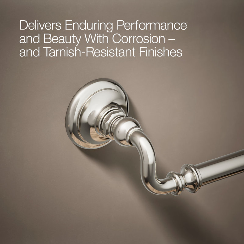 Artifacts® Wall Mounted Towel Bar, Vibrant Polished Nickel, 3" H x 27" W x 3.5" D