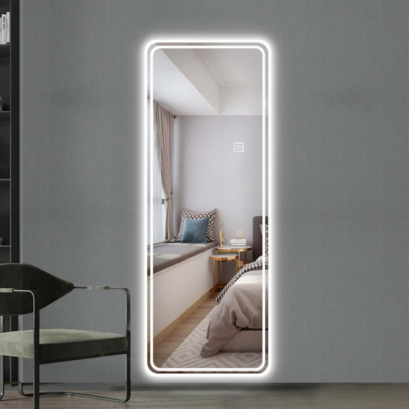 Henghold Full Length Floor Mirror LED Whole Body Mirror, Wall Mounted Hanging Mirror With Lights, Makeup Vanity Mirror, Bedroom Body Mirror With Dimming & 3 Color Modes