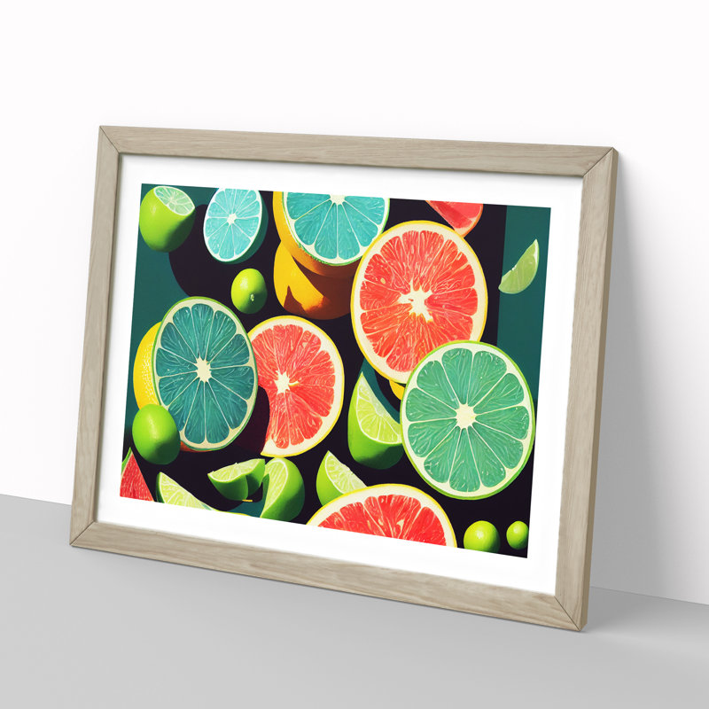 Citrus Fruit - Framed Print, 25cm H x 34cm W x 2cm D, Oak Framed