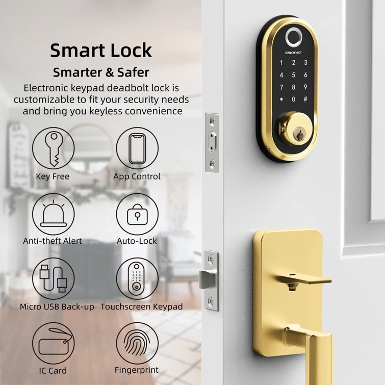 Smart Door Locks, SMONET WiFi Smart Lock, Keyless Entry Door Lock, Digital  Electronic Keypad Deadbolt, Bluetooth Touchscreen Auto Lock with Gateway  Hub Work with Alexa for Home Security 