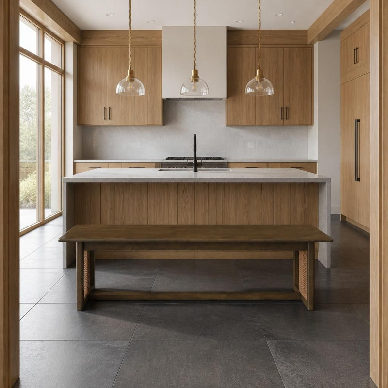 Banc d'intérieur robuste avec fabrication en bois massif durable et accents de tissage décoratif respirant, capacité de poids de 330 lb, siège confortable pour 2 personnes