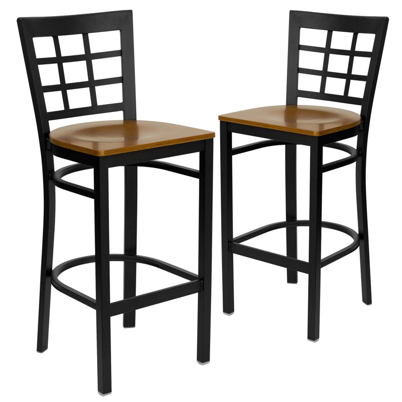 Tabouret de restaurant en métal Prompton, Cerisier, 2