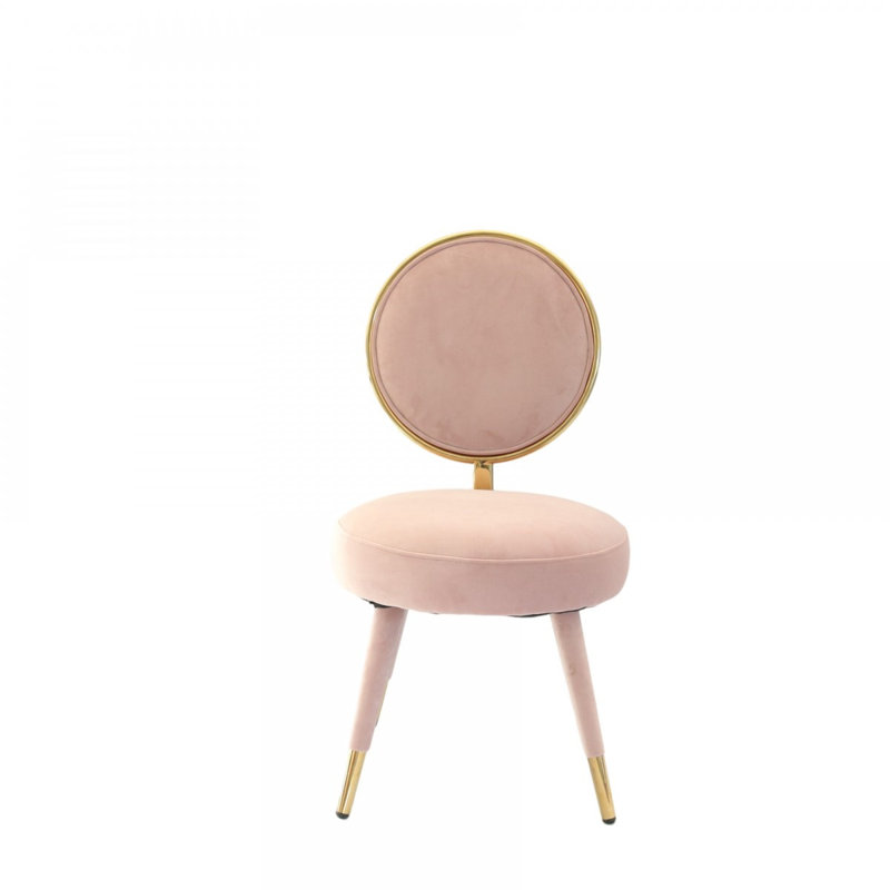 Ensemble de deux chaises d'appoint de 21 po en velours noir et noir et or, Velours rose, Rose/or