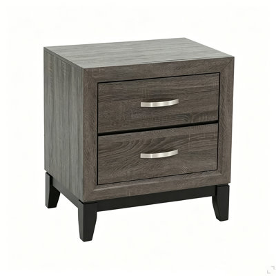 2 Drawer Nightstand Modern Bedside Table with Storage, Wood Grain Finish, Solid Wood Frame, Bedroom End Table, 24" Wide