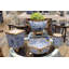 Bol à pétoncles en porcelaine avec motif floral bleu bronze blanc
