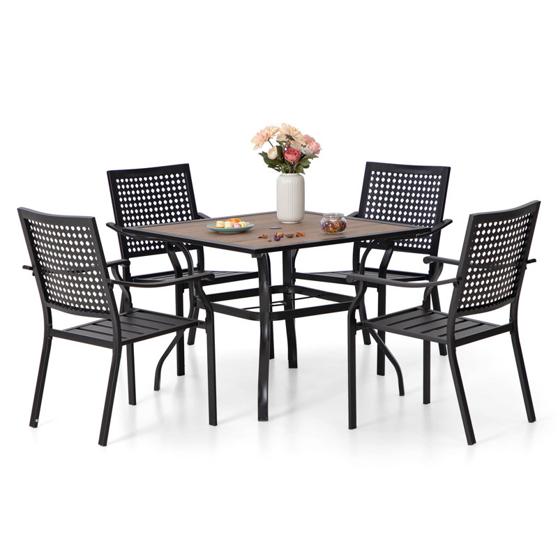 Horwich 4 - Person Patio Dining Set with Square Table , Cushions Included