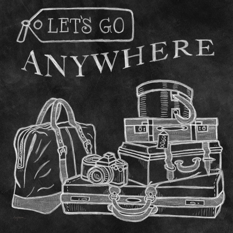 Adventure Love Suitcase Chalk by Mary Urban - Wrapped Canvas Painting, 30cm H x 30cm W x 3.8cm D