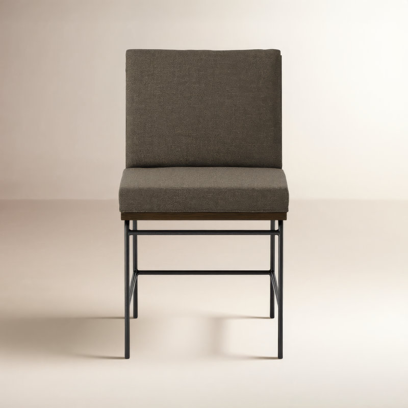 Julep Polyester Blend Upholstered Side Chair, Landale Charcoal/Sienna Brown Oak