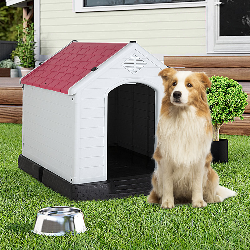 Niche pour chien Dashiyah, H 28 po x l 27 po x P 25 po, Rouge
