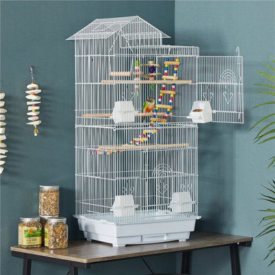 99cm Iron Pointed Top Floor Bird Cage with Perch