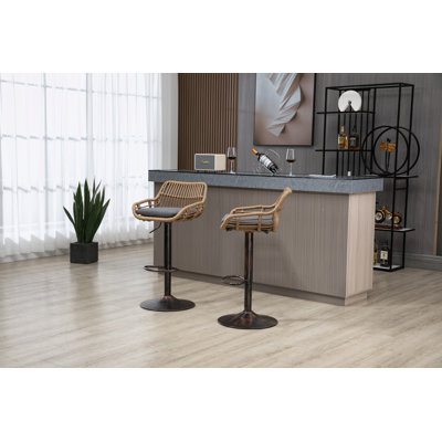 Alteriq Swivel Upholstered Linen Adjustable Height Counter Stool