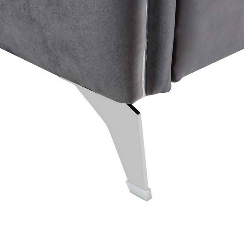 Fauteuil d'appoint en velours chic et moderne Ethla City, Mélange de polyester gris