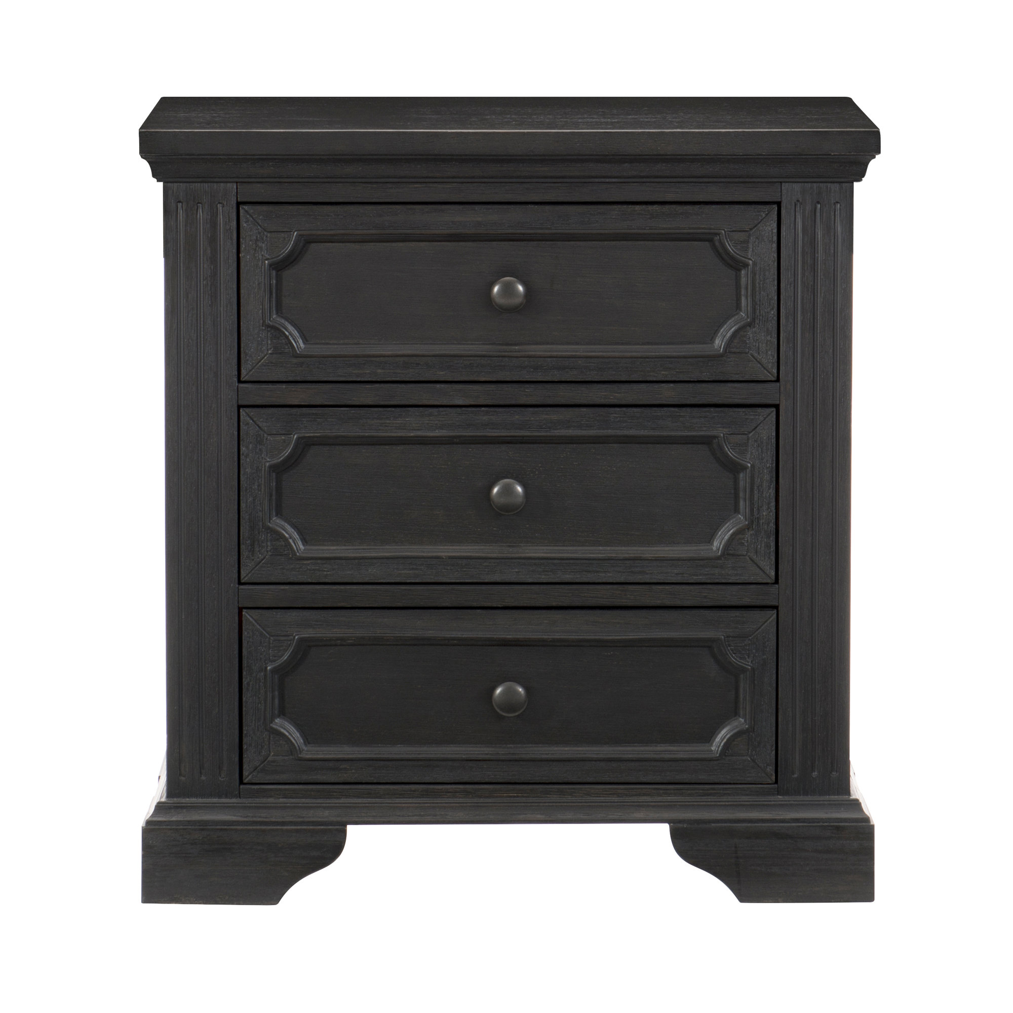 Wildon Home® Traditional Design 3-Drawers Nightstand 1Pc Charcoal ...