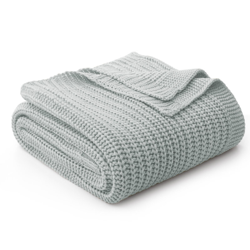 Jeté en tricot gaufré - couverture décorative légère respirante 50 "x 60" pour canapé, canapé et lit - Jeté Coho Farmhouse - lavable à la machine, gris clair