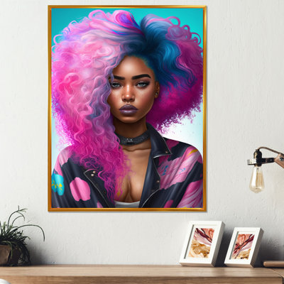 Rose et bleu femme afro-américaine II - reproduction sur toile