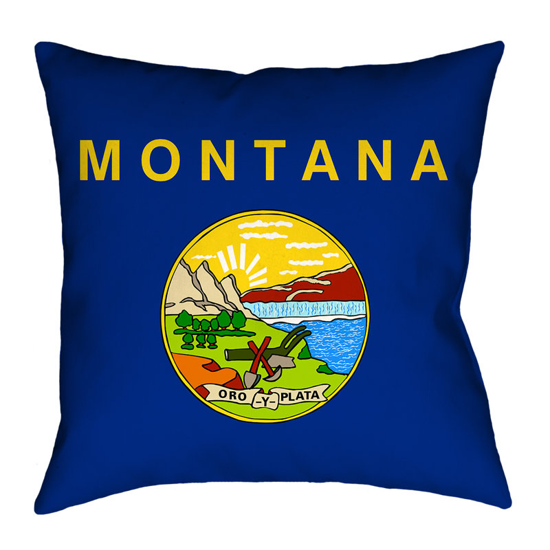 Montana drapeau in, poly sergé/coussin de coussins-à fermeture éclair-intérieur dissimulé, 26 po x 26 po, Pas de bourre