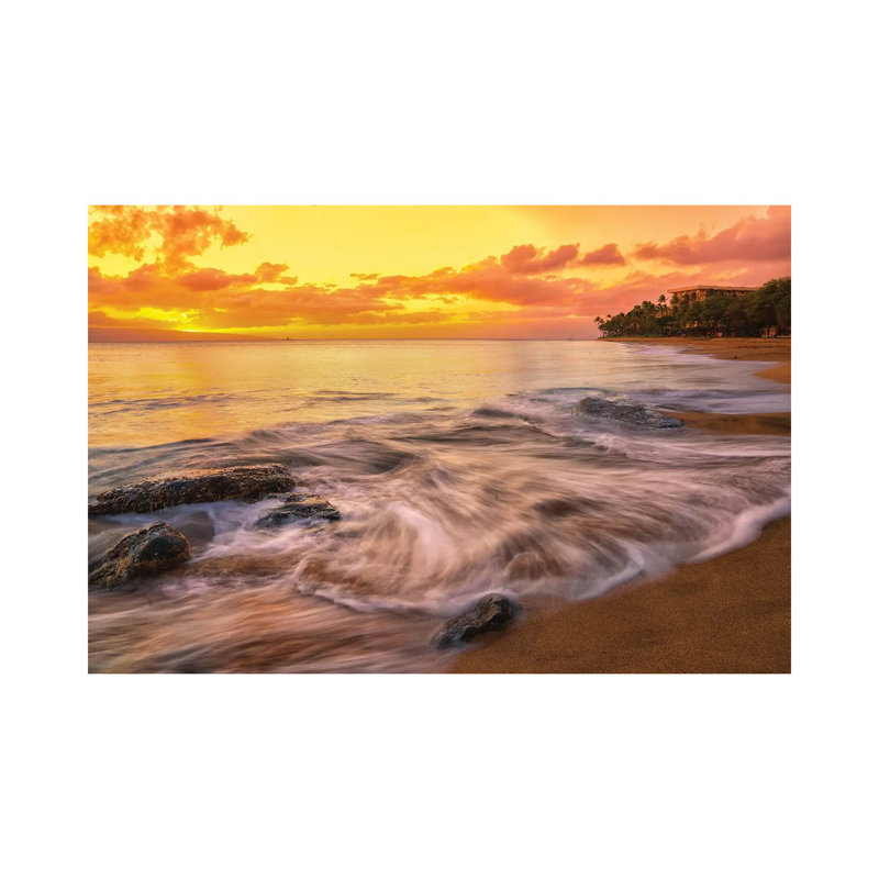 Calming Waves With A Sunset by Jonathan Ross Photography - Wrapped Canvas Print, 20.32 cm H x 30.48 cm W
