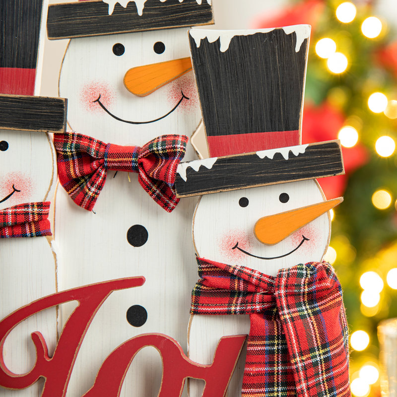 18“H Wooden Snowman Family Table Decor