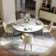 Suzzie Modern Round Dining Table, Sintered Stone Tabletop with Lazy Susan, Carbon Steel Base Pre-Assembly