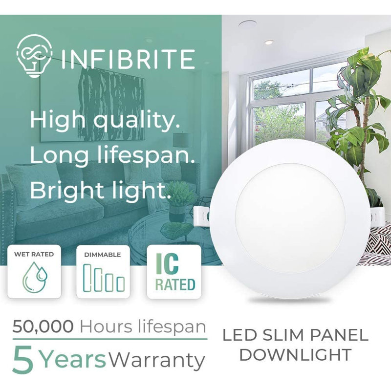 6" Slim Recessed LED, 12W, 3000K Warm White, Dimmable