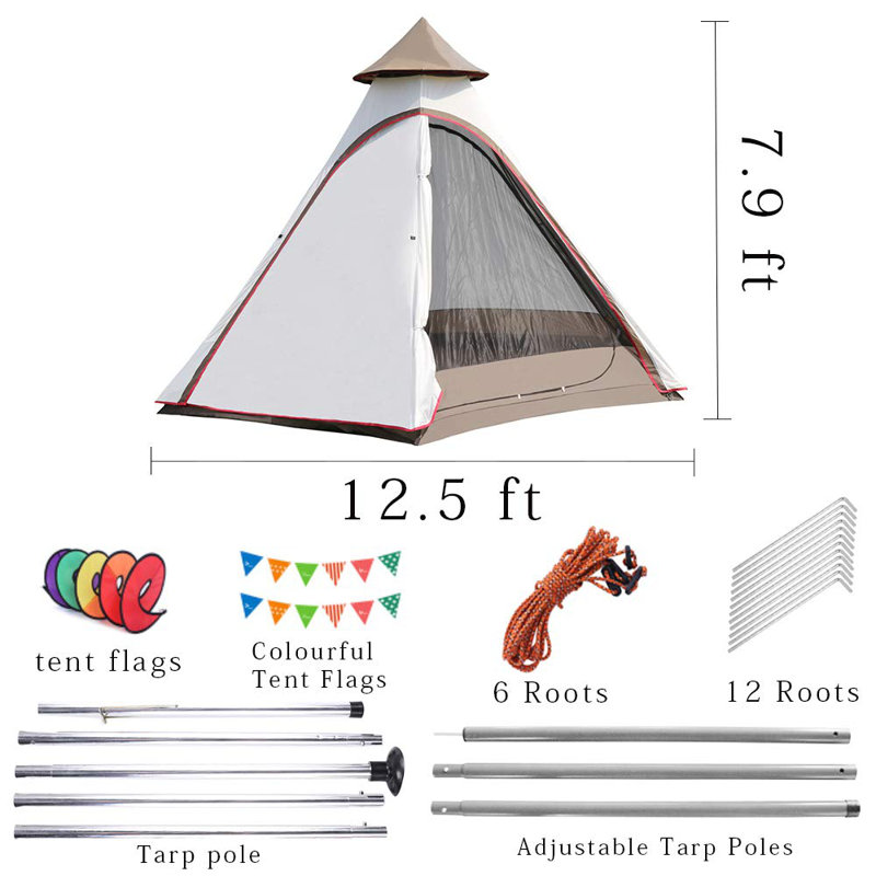 Tente de camping pour 6 personnes Dome, Blanc