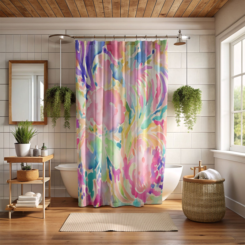 Creative Abstract Designs - Rideau de douche standard 1 pièce, H 74 po x l 71 po