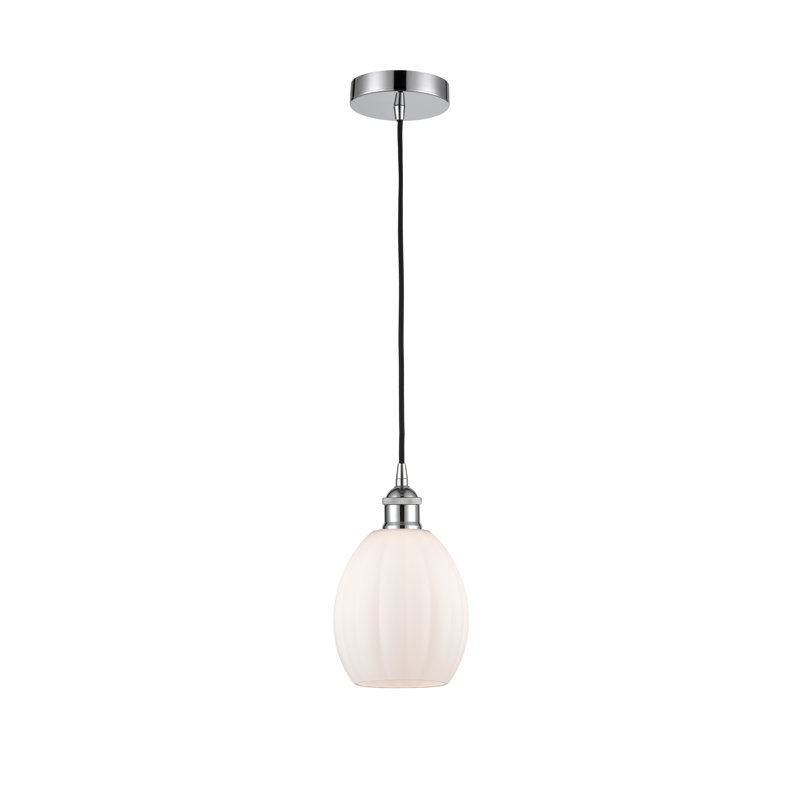 Luminaire suspendu simple à 1 lumière Bolduc, Blanc, Chrome poli