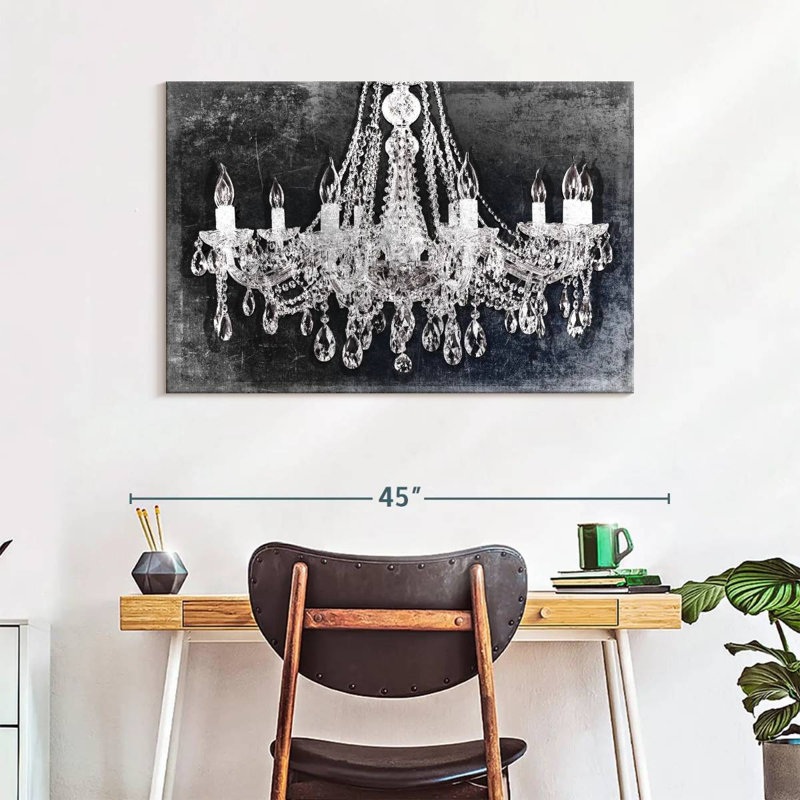 Grunge Crystal Chandelier Canvas Print, 26" H x 39" W x 1.25" D