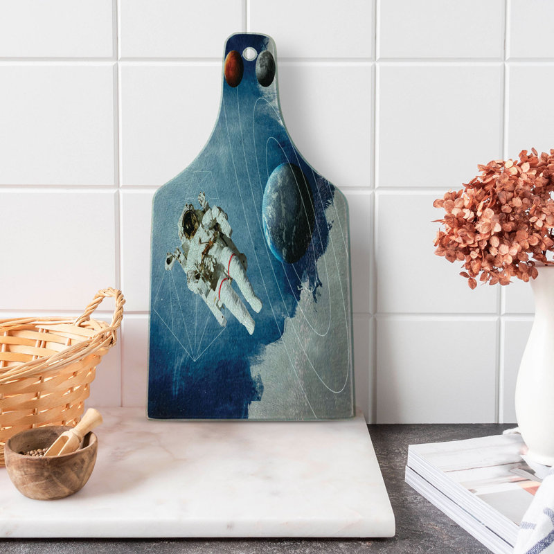 Ambesonne Nebula Tempered Glass Cutting Board Astronaut Planets Space Multicolor
