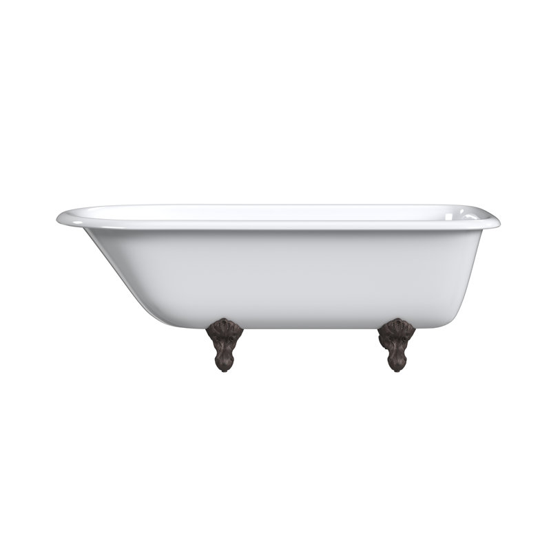 61'' L Freestanding Soaking Bathtub, Chrome, White Interior with White Exterior