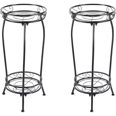 Ensemble de 2 supports pour plantes robustes en métal antirouille à 2 niveaux de 27,1 pouces