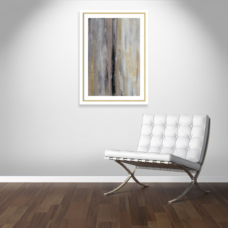 Elverda «Narrow Hall», reproduction de peinture acrylique encadrée, Cadre blanc et or