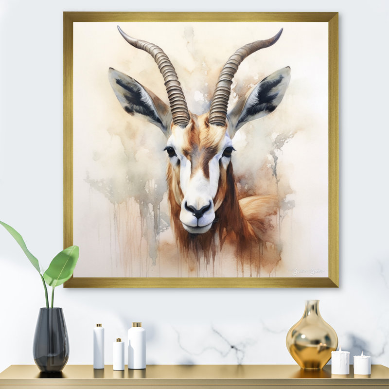 «Graceful Antelope VII» sur toile, H 36 po x l 36 po x P 1,5 po, Cadre doré à une seule photo
