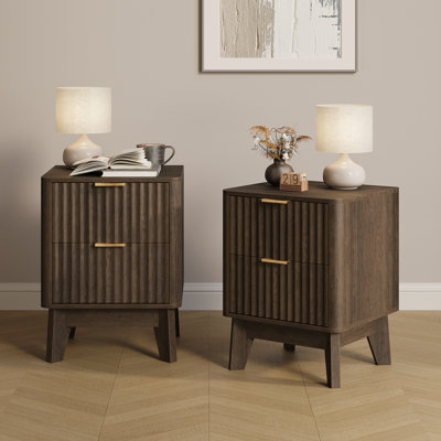 Donati 15"W Fluted Nightstand with 2 Drawers
