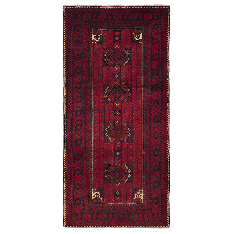 Tapis rouge Teimani 4 pi 3 po x 8 pi 10 po