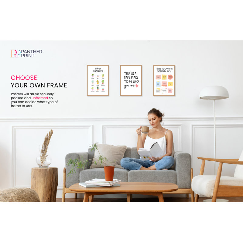 Plant Gentle Reminders, Things To Say, This Is A Safe Place - 3 Piece No Frame Print Set, 42cm H x 29.7cm W