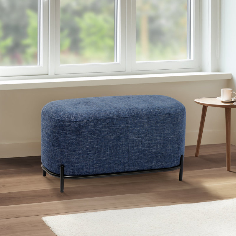 Banc rembourré Glenorie, H 18 po x l 32 po x P 17 po, Bleu