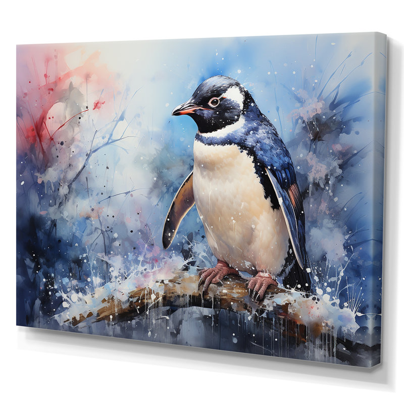 «Snowy Penguin Wonders» sur impression sur toile, H 34 po x l 44 po x P 1,5 po, Toile tendue