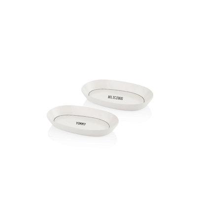 Ensemble de 2 assiettes élégantes en céramique Clegg, blanc, 10,2 x 5,9 x 0,8 po | 100% lavable au lave-vaisselle, idéal pour servir des hors-d'œuvre et des desserts | Parfait pour le divertissement et l'utilisation quotidienne, design élégant