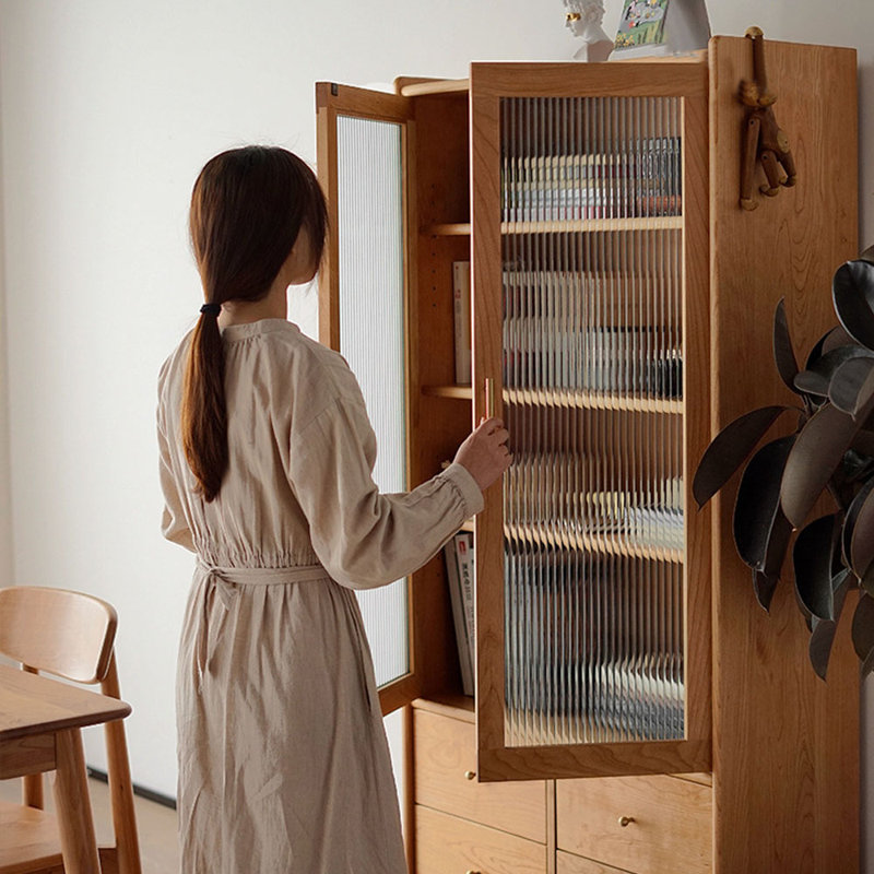 Armoire de rangement avec porte et verre