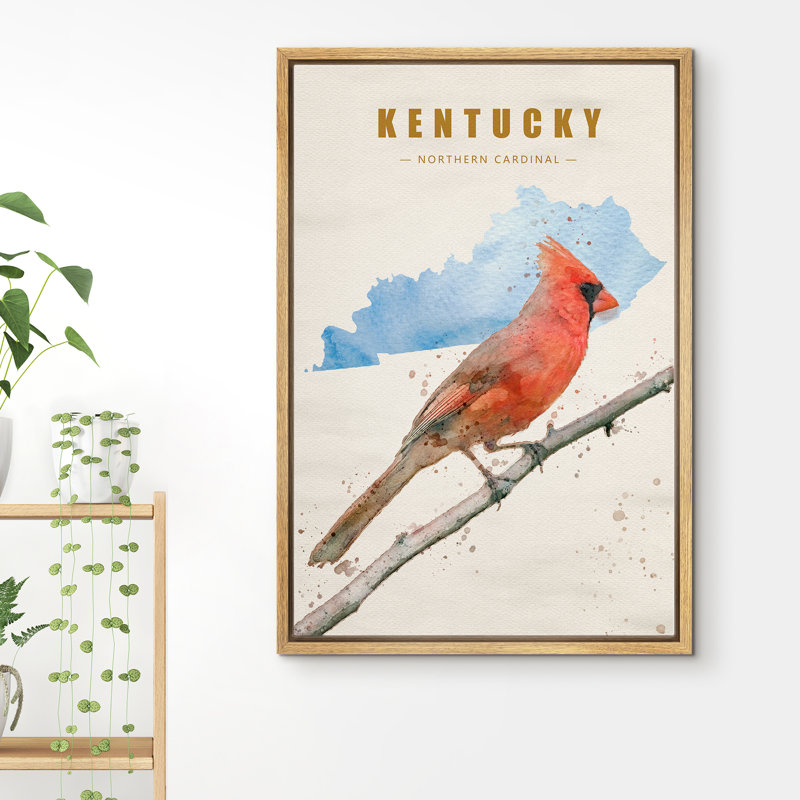 Oiseau cardinal du nord du Kentucky IDÉE4WALL, H 24 po x l 16 po x P 1,5 po, Brun
