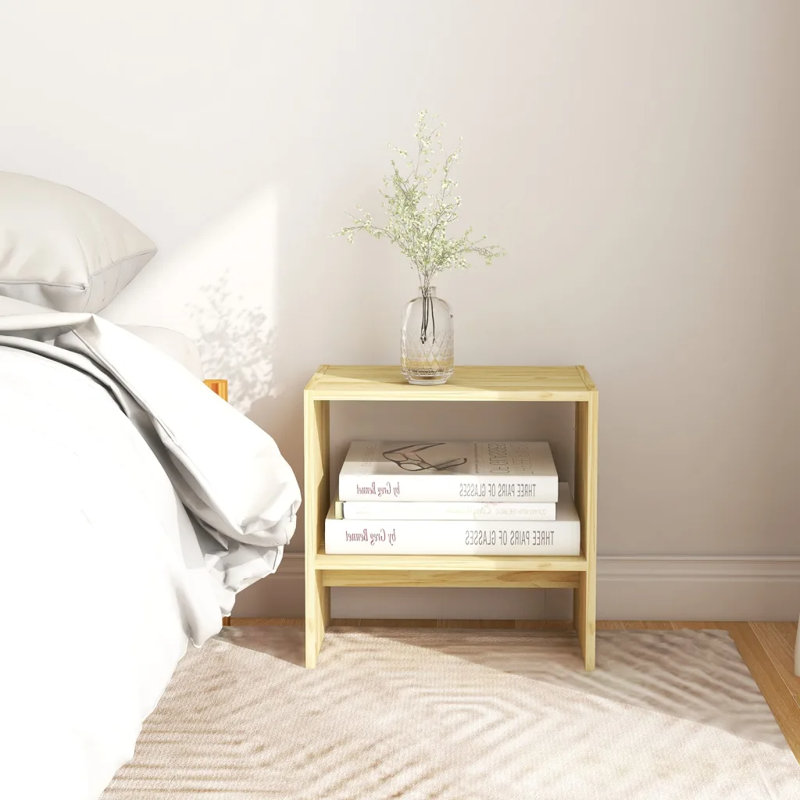 Calbe 40cm W Bedside Table, Light Brown, Set of 2