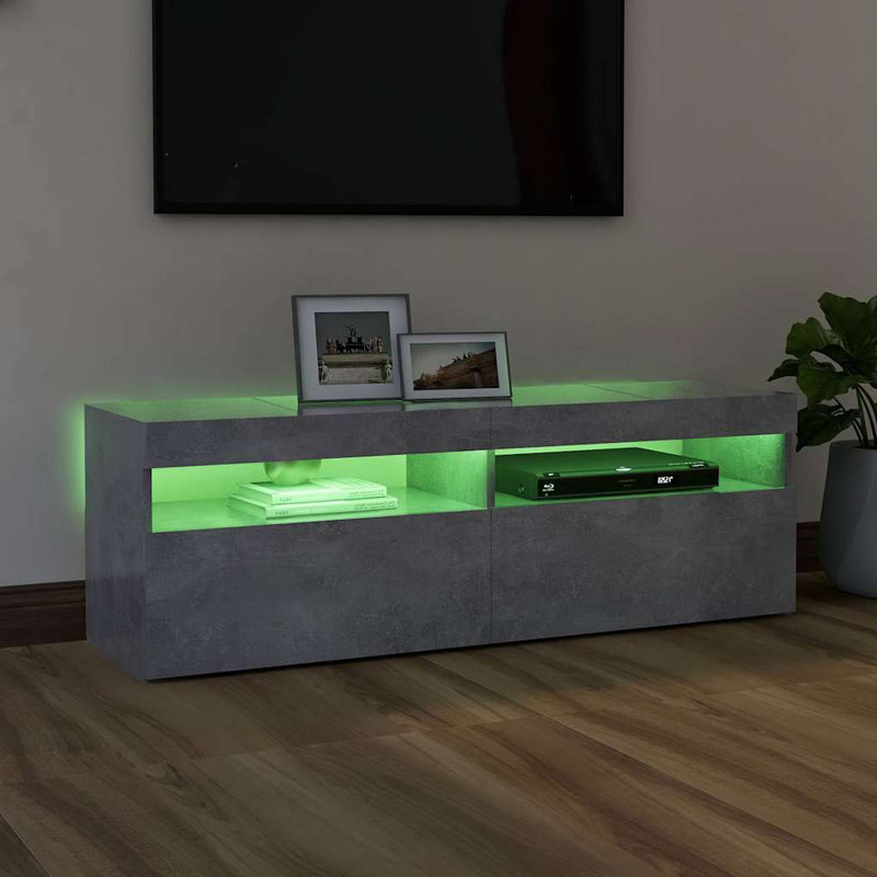 Stankiewicz TV Cabinet with LED Lights 120x35x40 cm, Concrete Grey