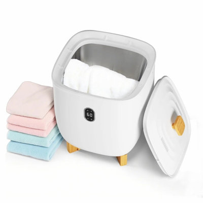 20L White ABS Electric Towel Warmer And Dryer Bucket With Dual Heating And Drying Modes, Built-In Timer, Auto Shut-Off And LED Display For Bathroom, Spa And Home Use