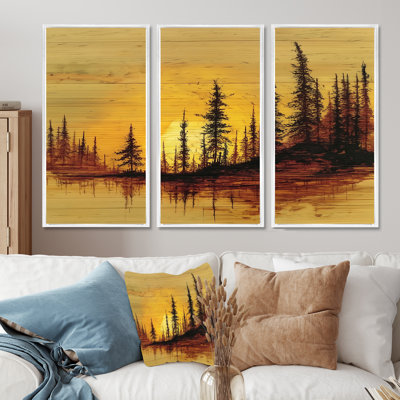 Winter Sunset In Alaska Forest  - Alaska Wall Art Print Set