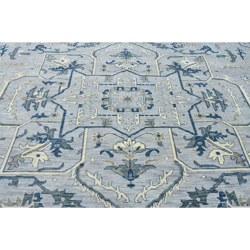 Wool Oriental Area Rug in Blue, Rectangle 5' x 7'