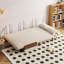 Canapé-lit inclinable 35,5 po 3-en-1 en lin de coton beige, fauteuil d'appoint avec pieds en bois massif et dossier réglable à 5 vitesses-1191315955-1198266144