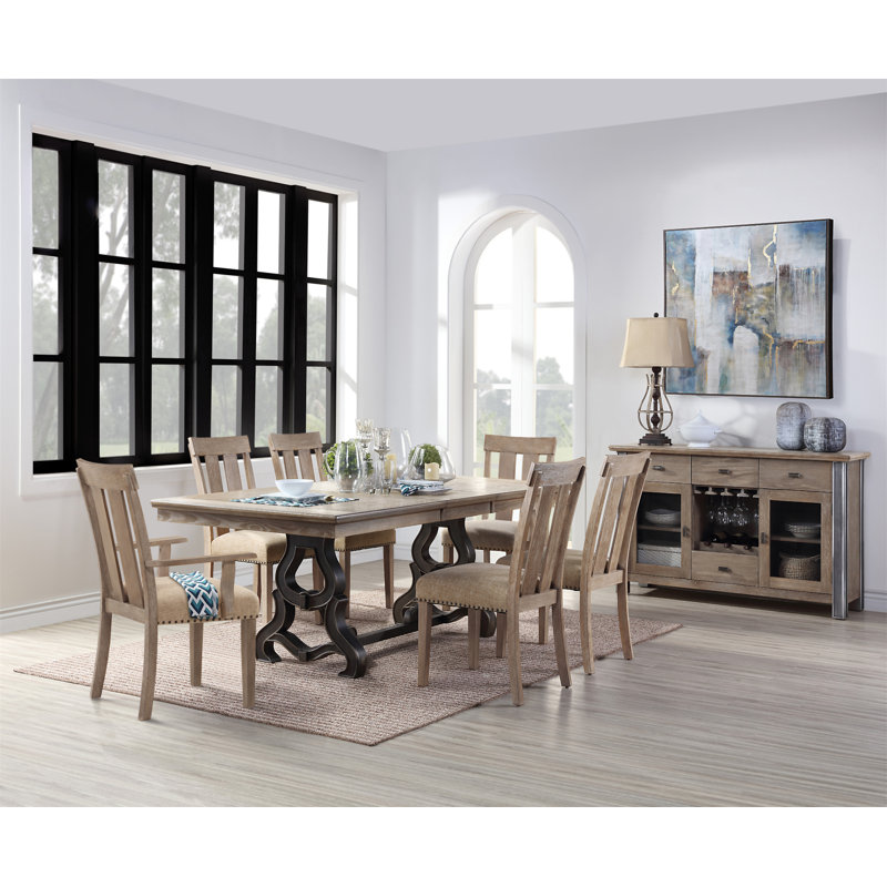 Nathaniel Maple Finish 8Pcs Dining Room Set